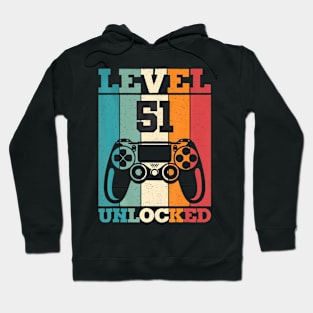 Mens Level 51 Unlocked  Video Gamer 51st Birthday Hoodie